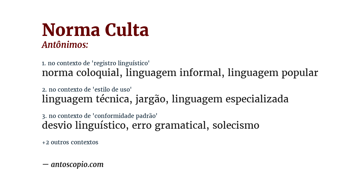 Antônimo de norma culta