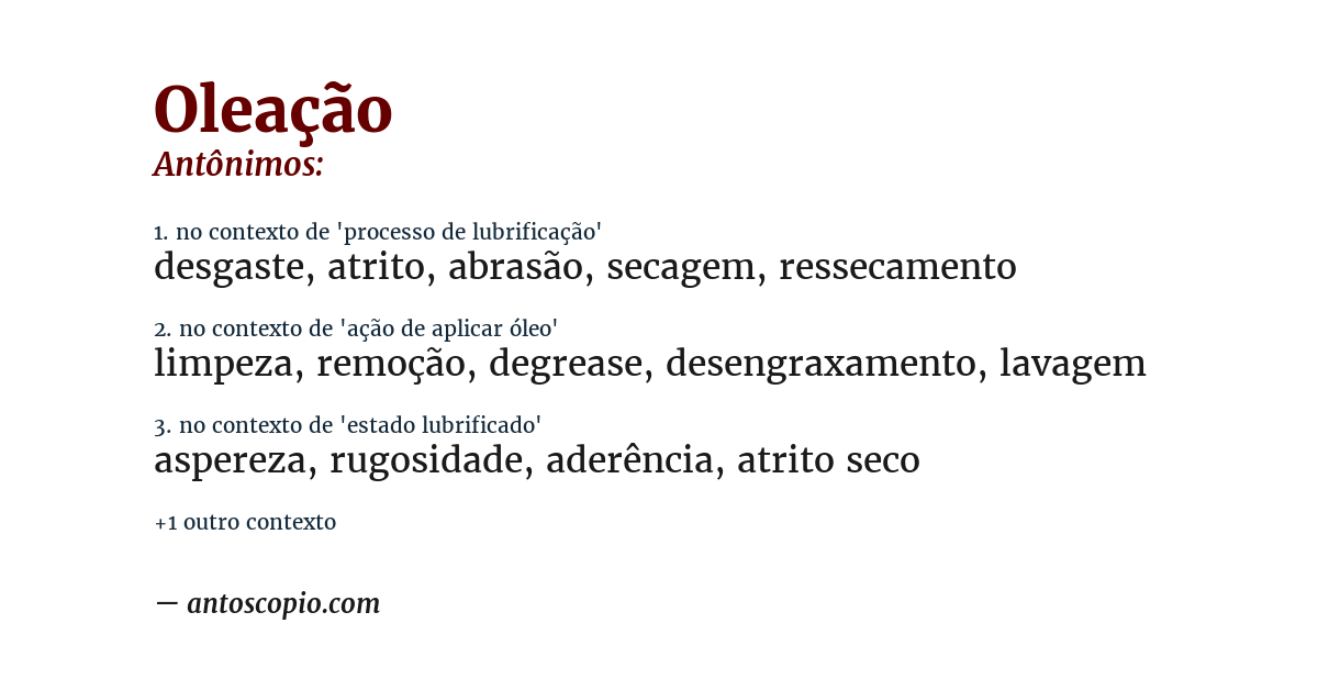 Antônimo de oleação