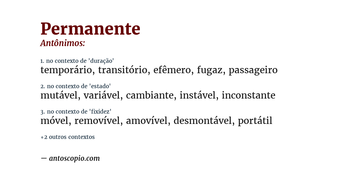 Antônimo de permanente
