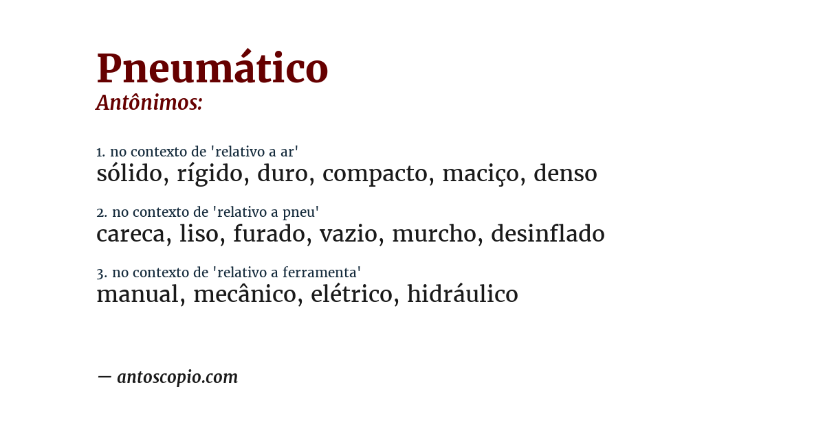 Antônimo de pneumático