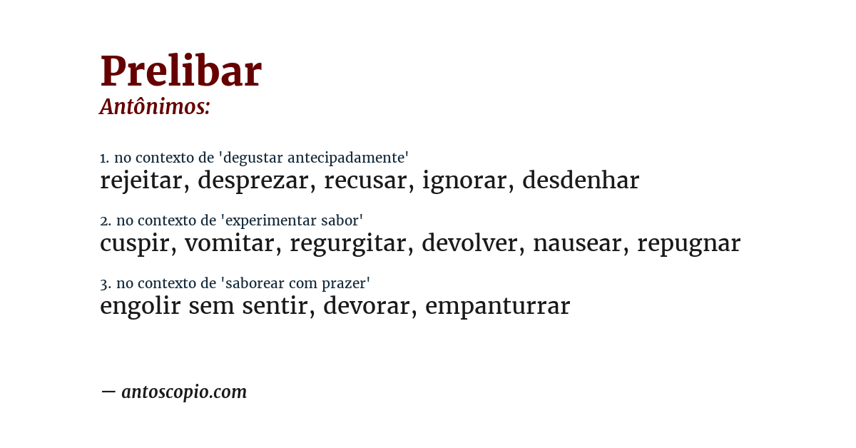 Antônimo de prelibar