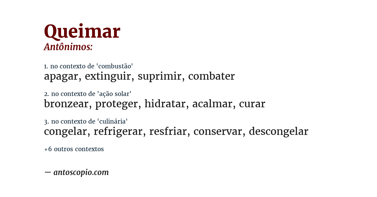 Antônimo de queimar