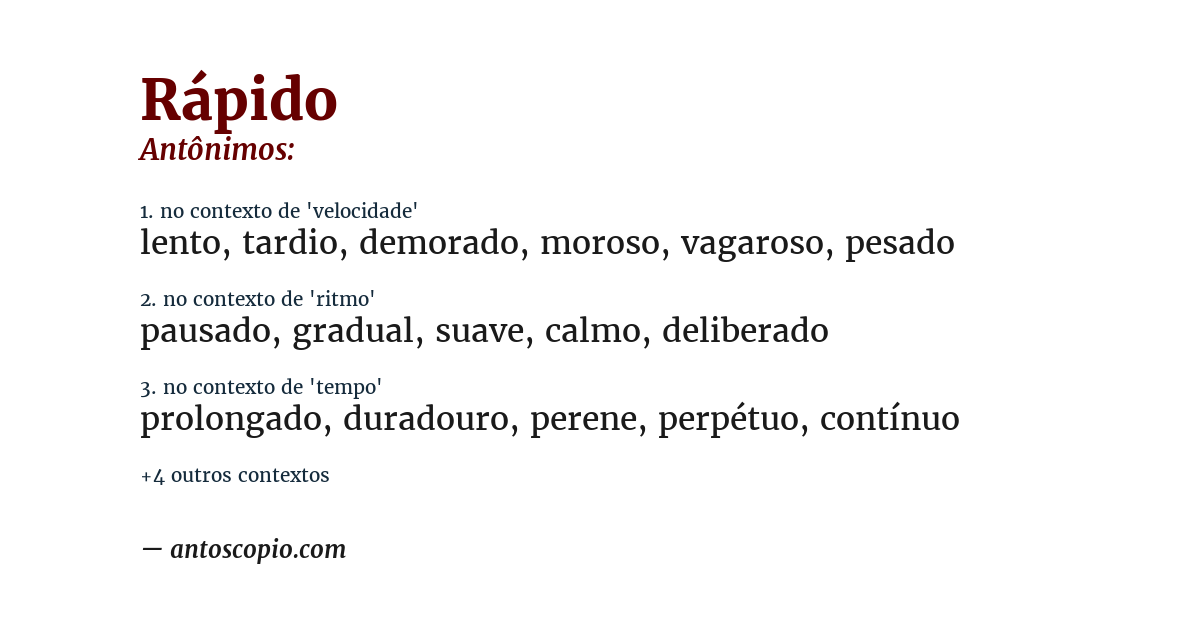 Antônimo de rápido