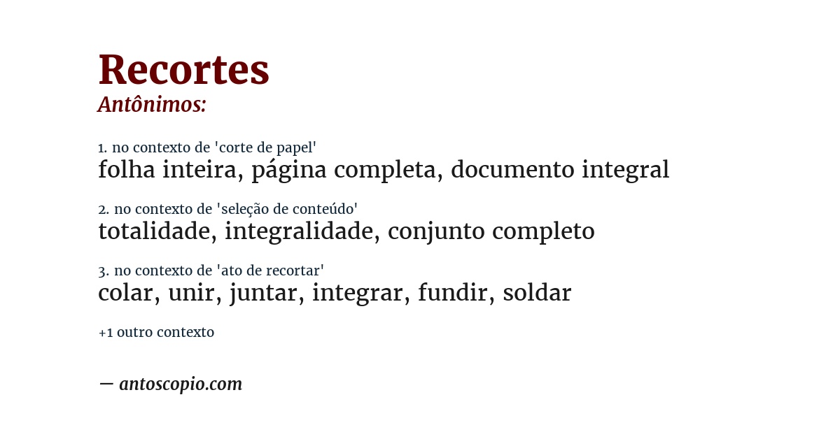 Antônimo de recortes