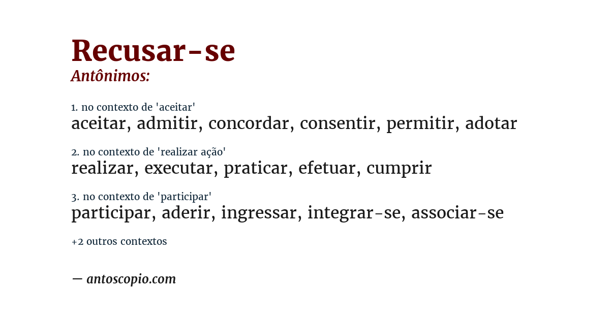 Antônimo de recusar-se