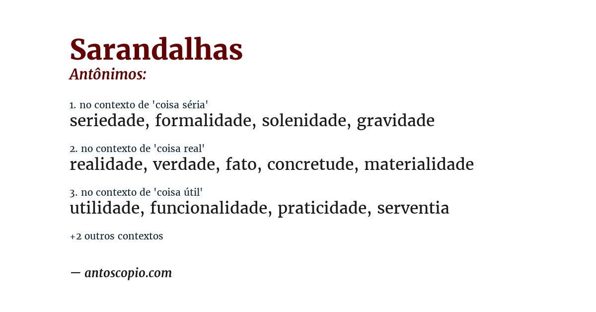 Antônimo de sarandalhas