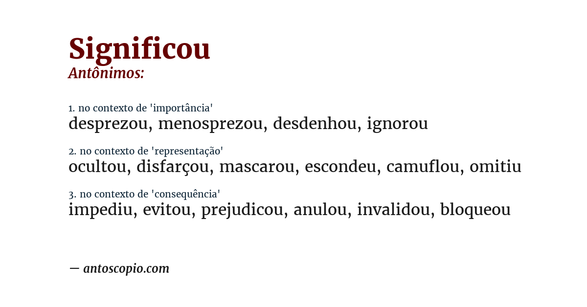Antônimo de significou