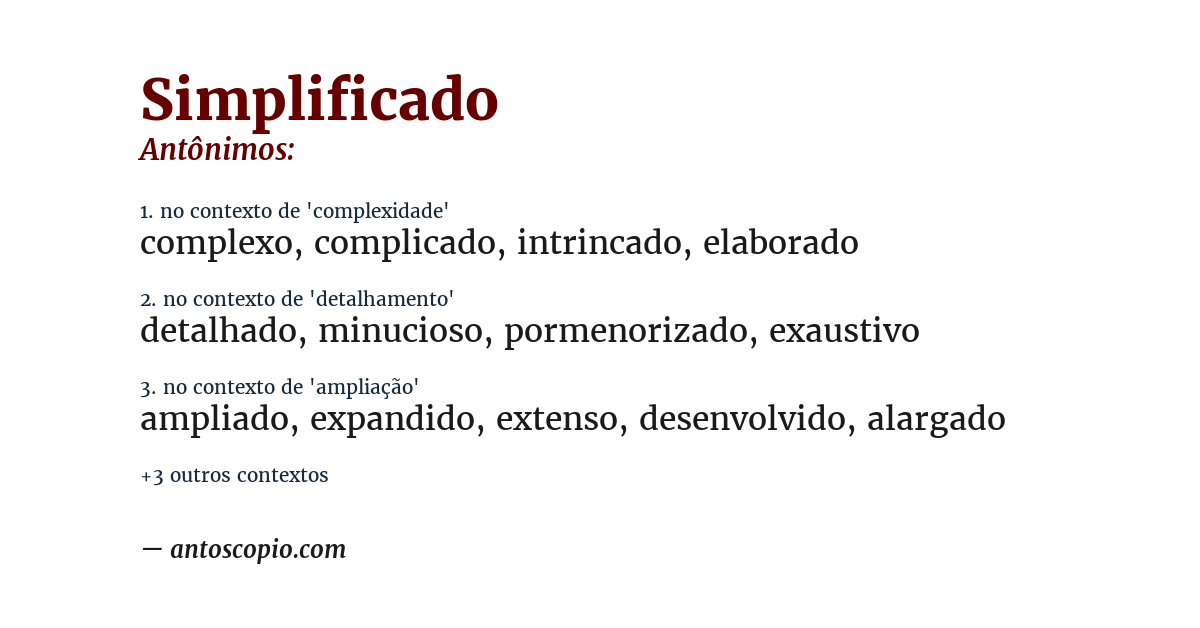 Antônimo de simplificado