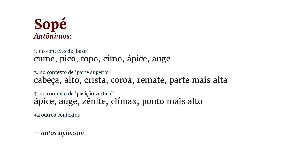 Antônimo de sopé