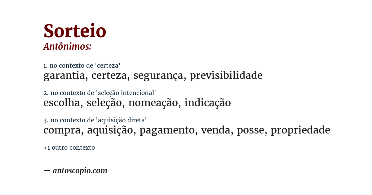 Antônimo de sorteio