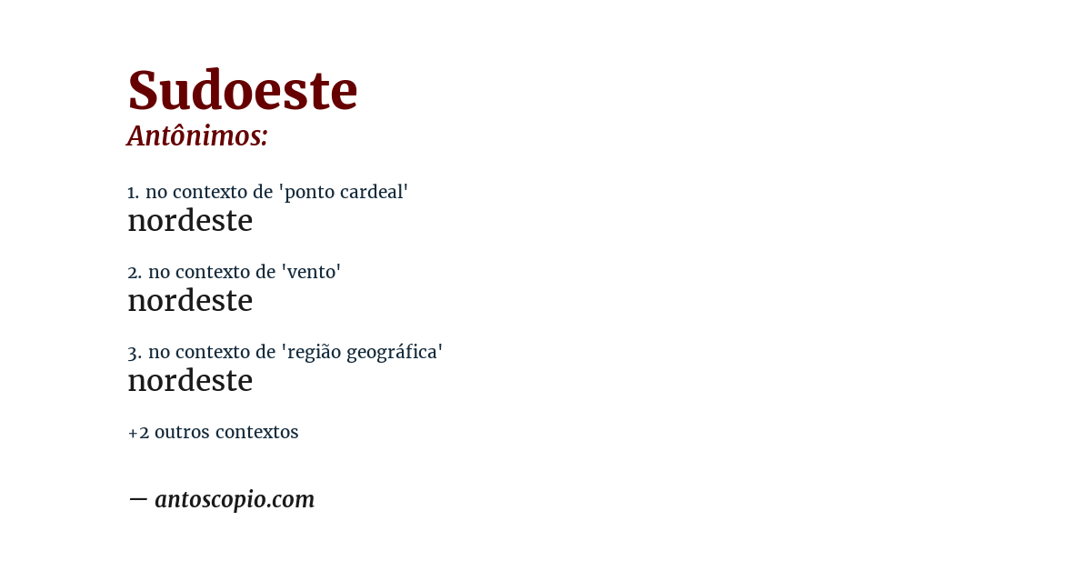 Antônimo de sudoeste