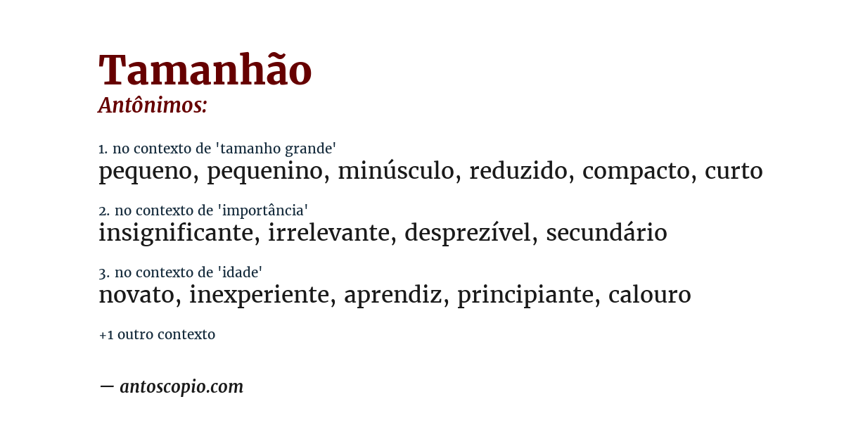 Antônimo de tamanhão