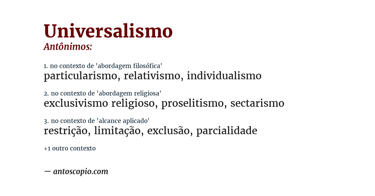 Antônimo de universalismo
