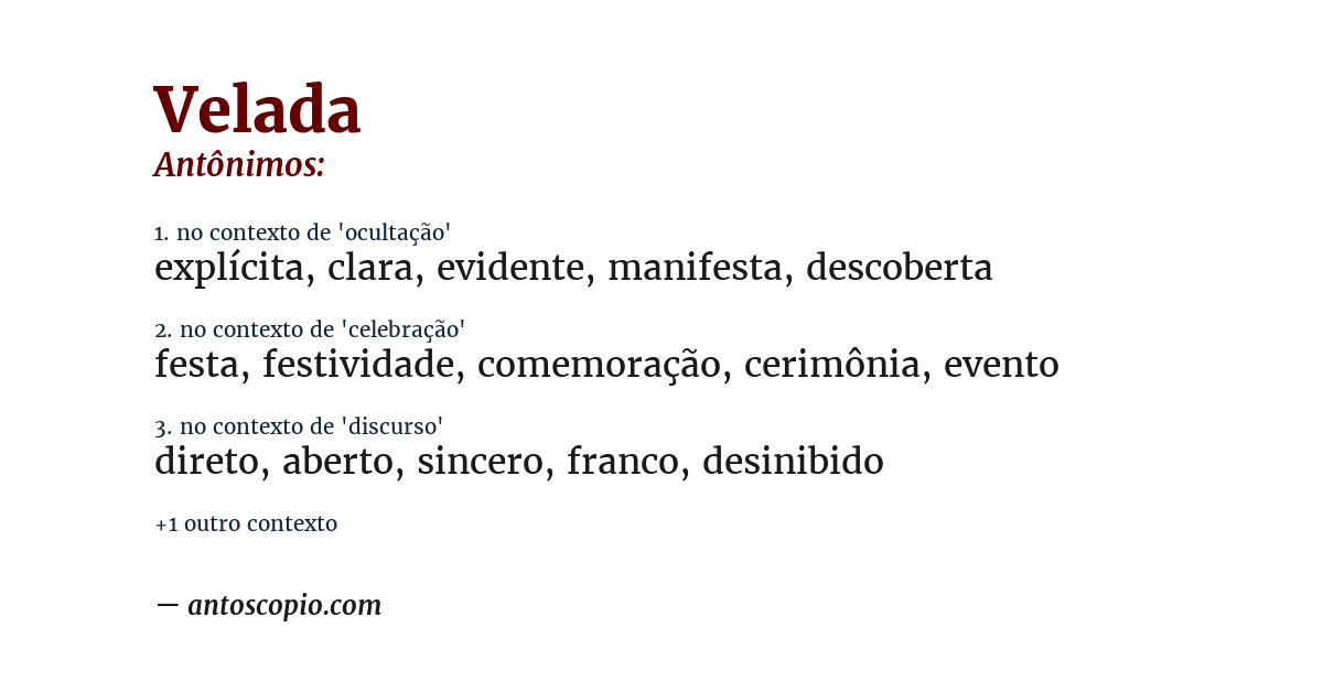 Antônimo de velada