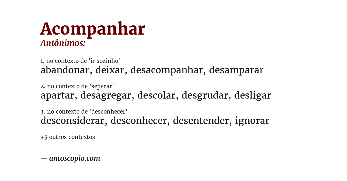 Antônimo de acompanhar