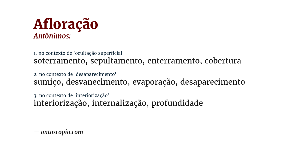 Antônimo de afloração