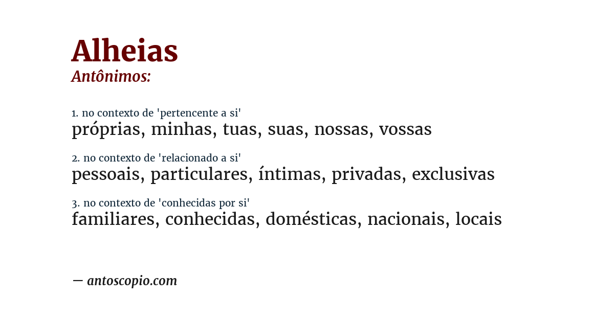 Antônimo de alheias