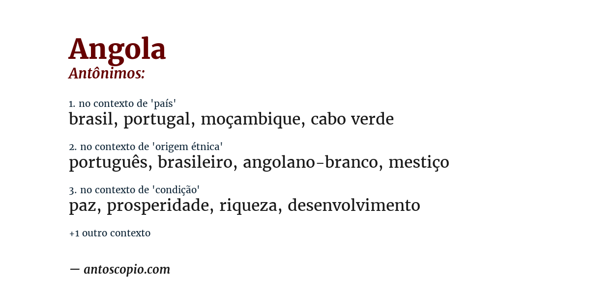 Antônimo de angola