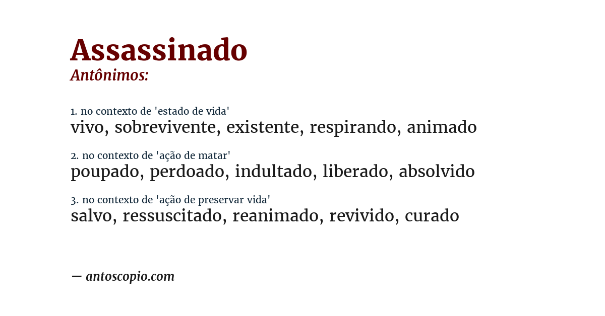 Antônimo de assassinado
