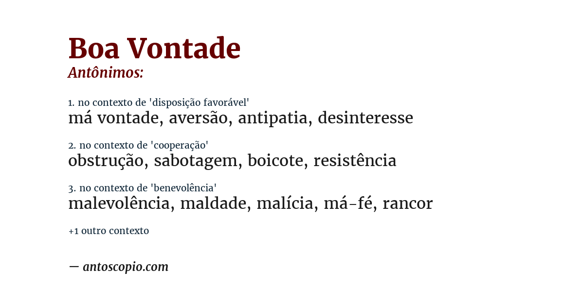 Antônimo de boa vontade