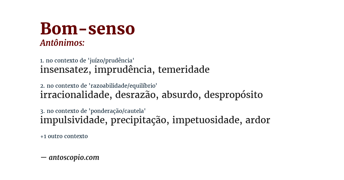 Antônimo de bom-senso
