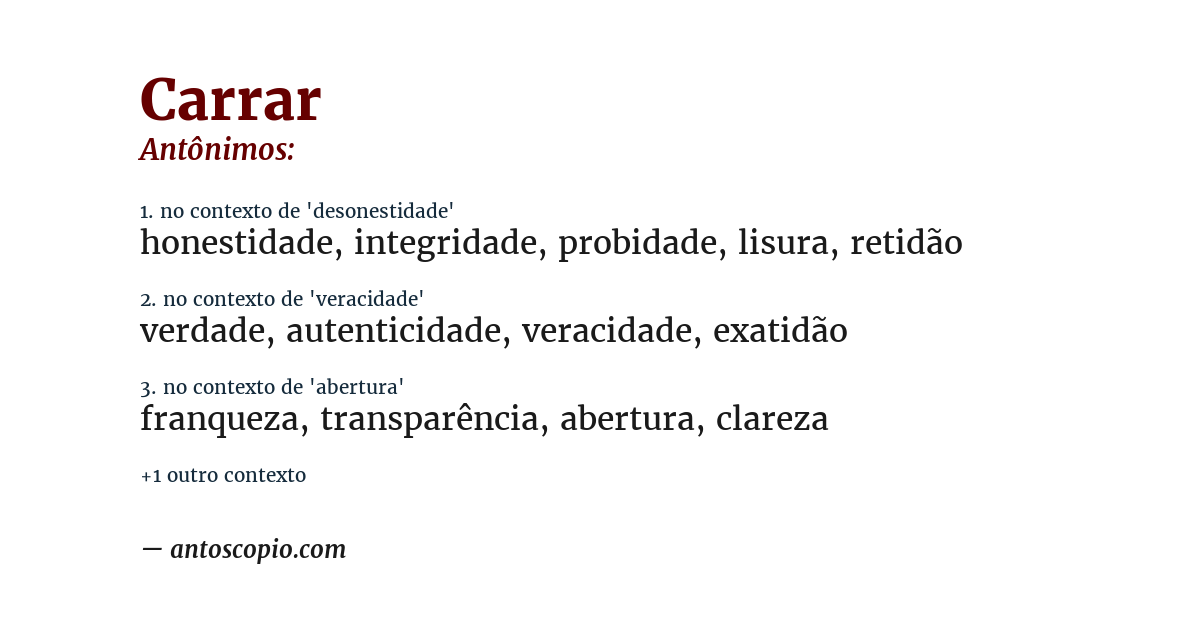 Antônimo de carrar