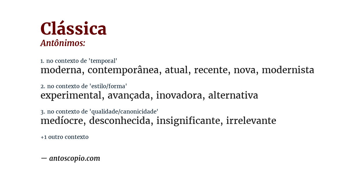 Antônimo de clássica