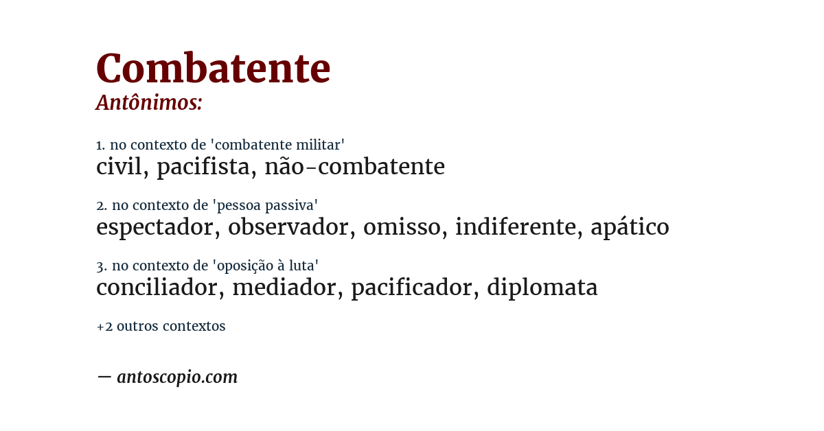Antônimo de combatente