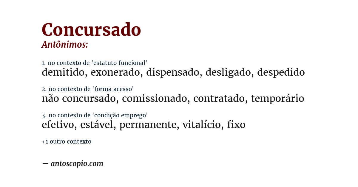 Antônimo de concursado