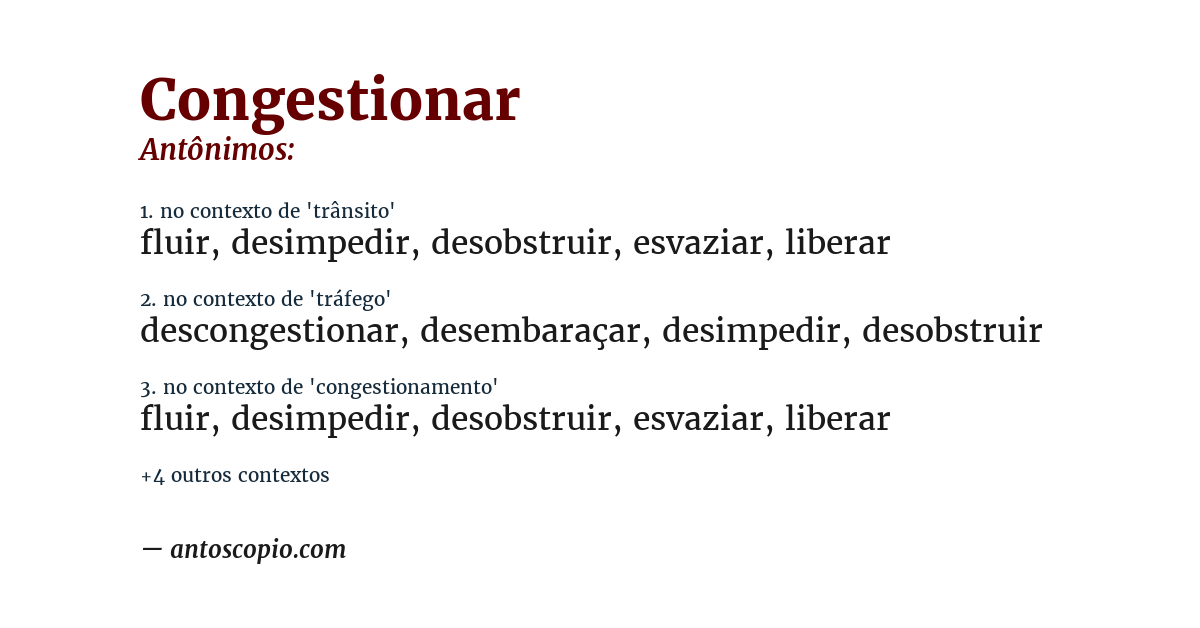 Antônimo de congestionar