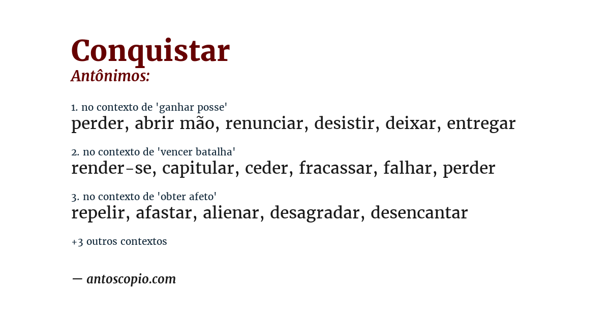 Antônimo de conquistar