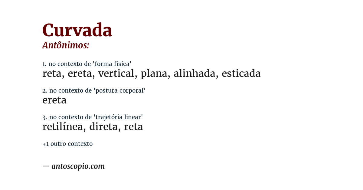 Antônimo de curvada