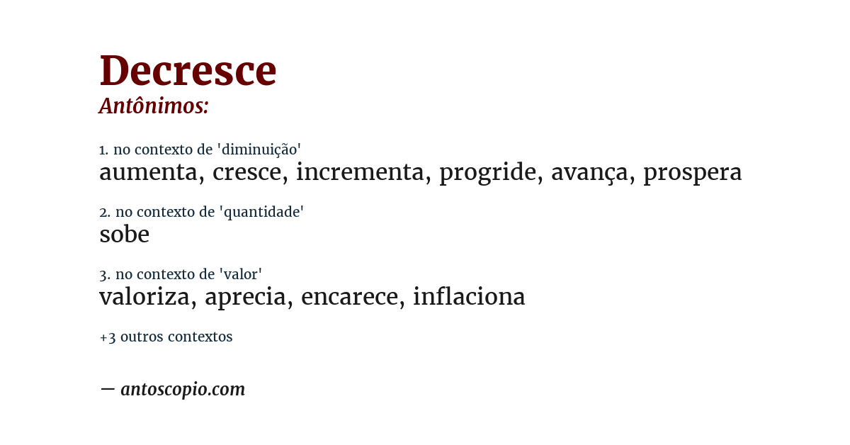 Antônimo de decresce