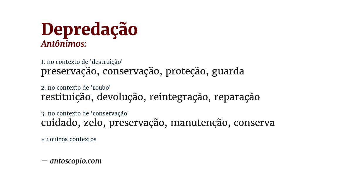 Antônimo de depredação