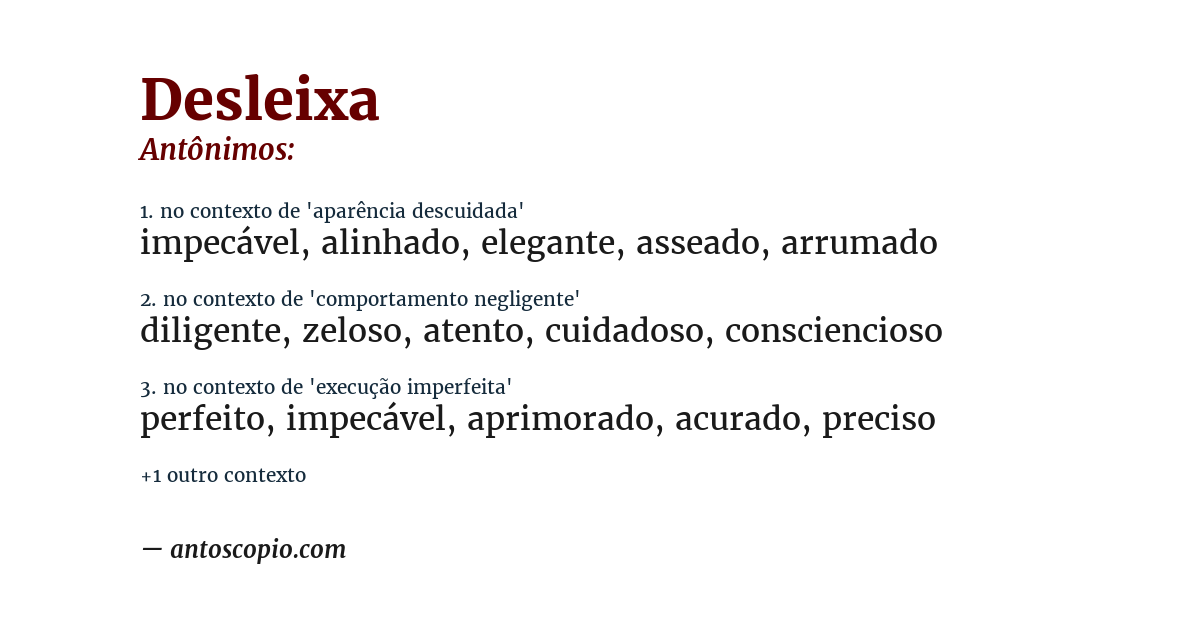 Antônimo de desleixa