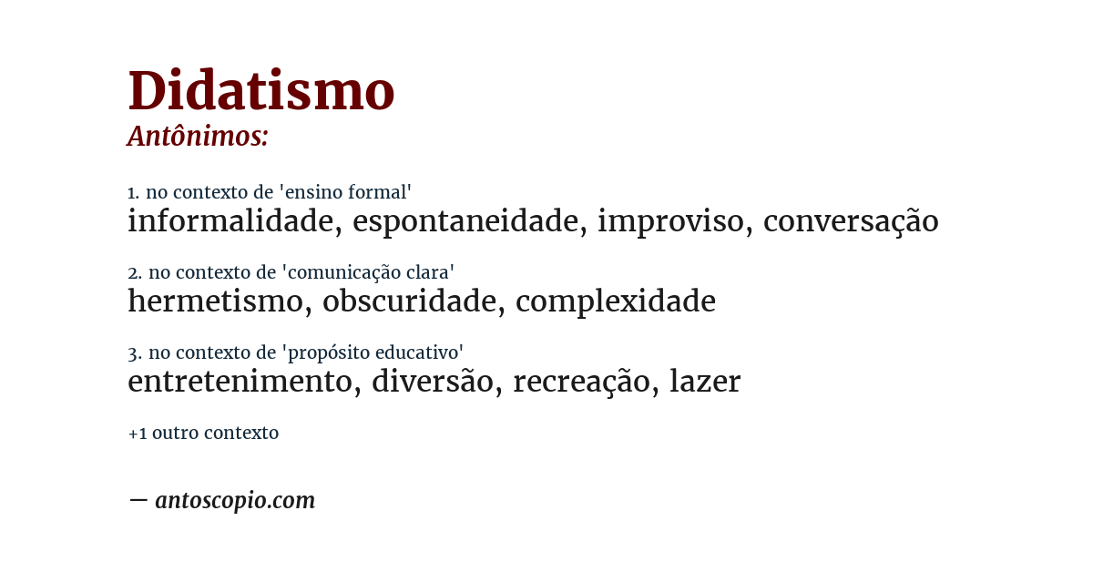 Antônimo de didatismo