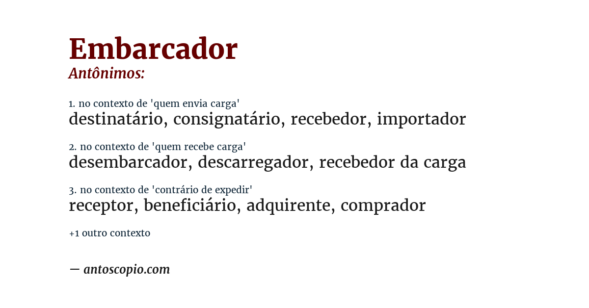 Antônimo de embarcador