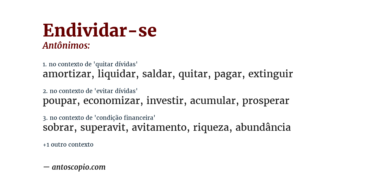Antônimo de endividar-se