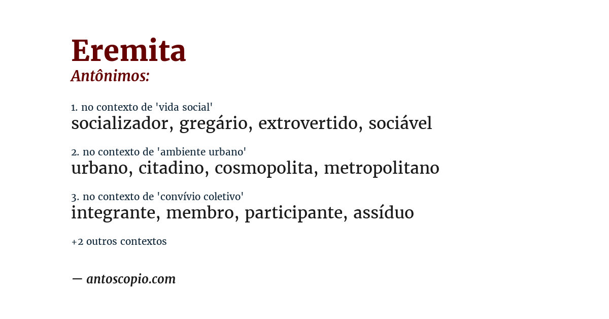 Antônimo de eremita