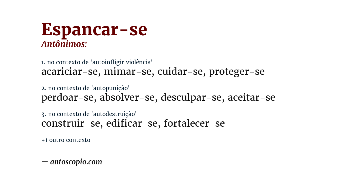 Antônimo de espancar-se