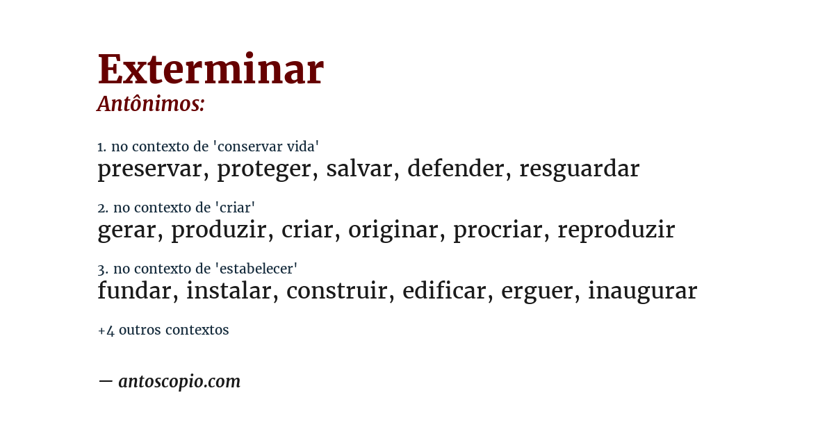 Antônimo de exterminar