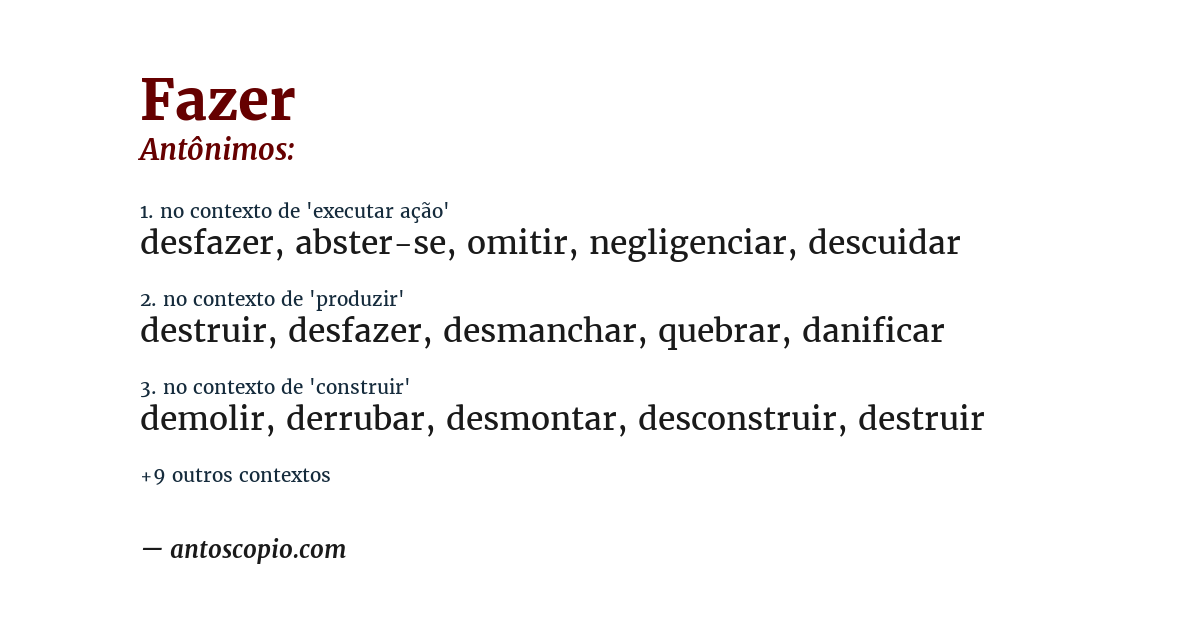 Antônimo de fazer