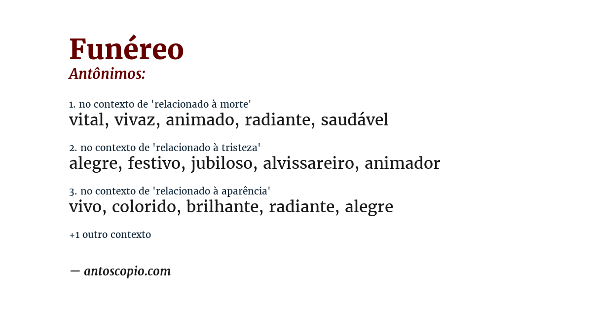 Antônimo de funéreo