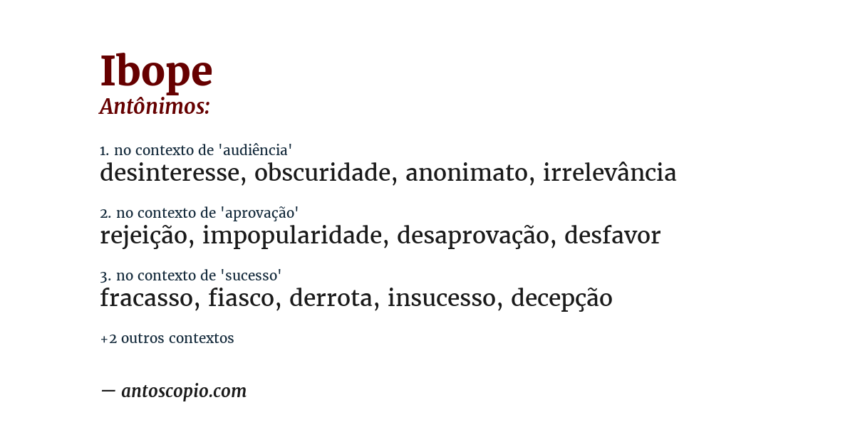 Antônimo de ibope