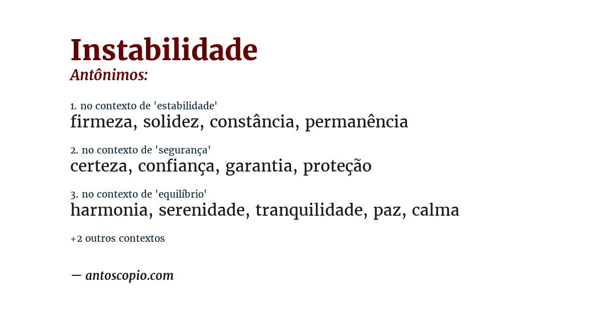 Antônimo de instabilidade