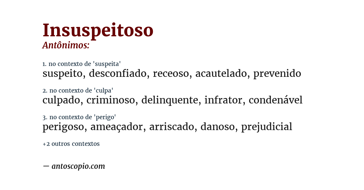 Antônimo de insuspeitoso
