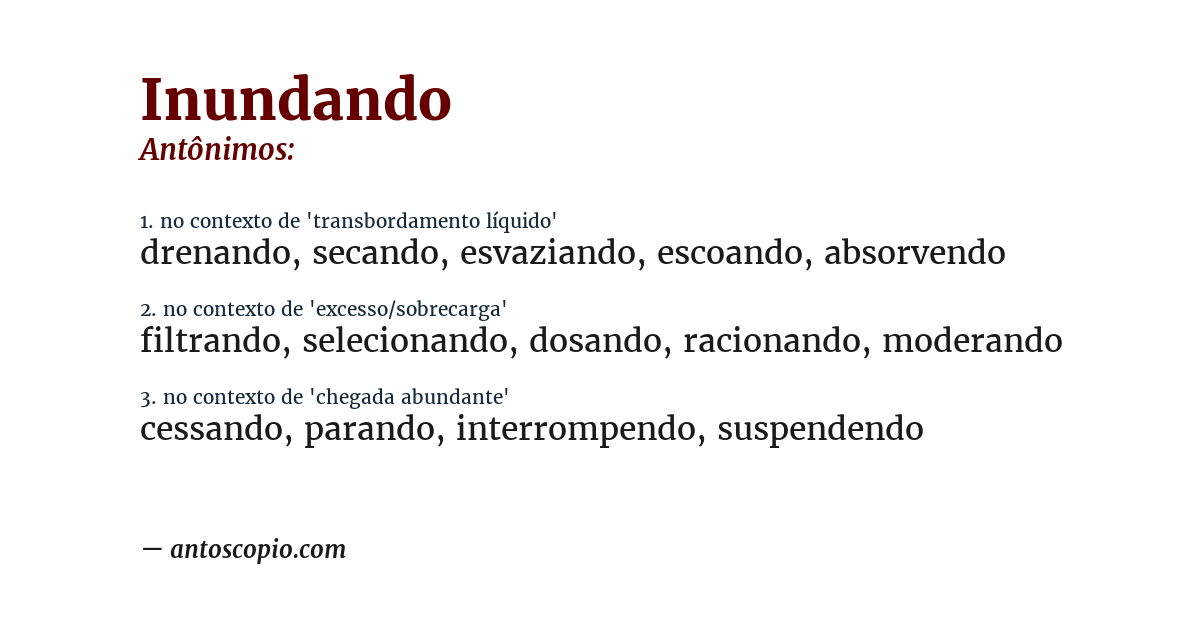 Antônimo de inundando