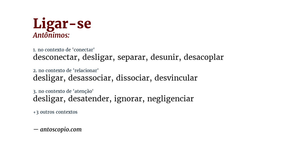 Antônimo de ligar-se