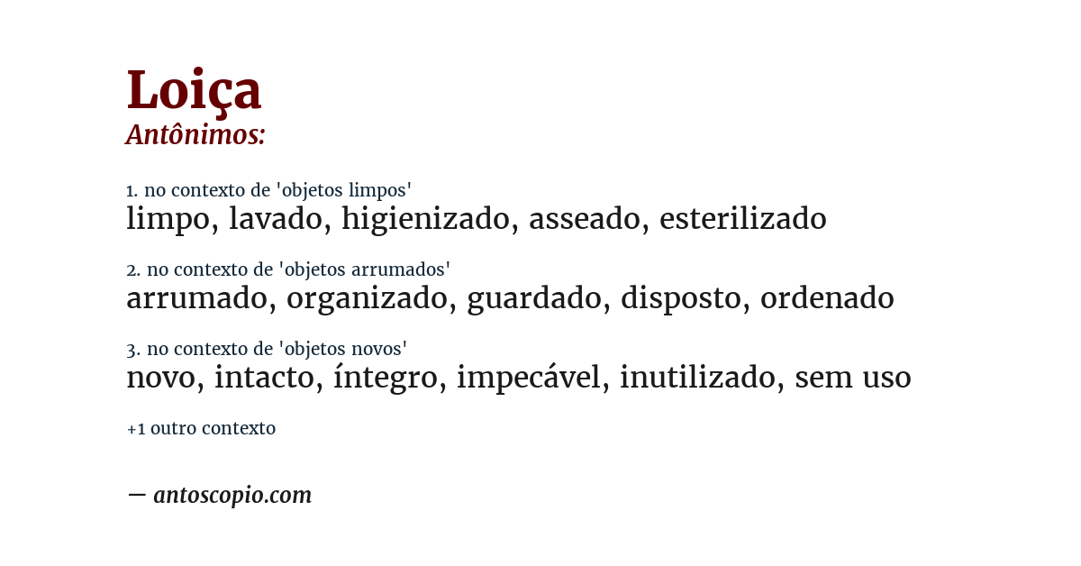 Antônimo de loiça
