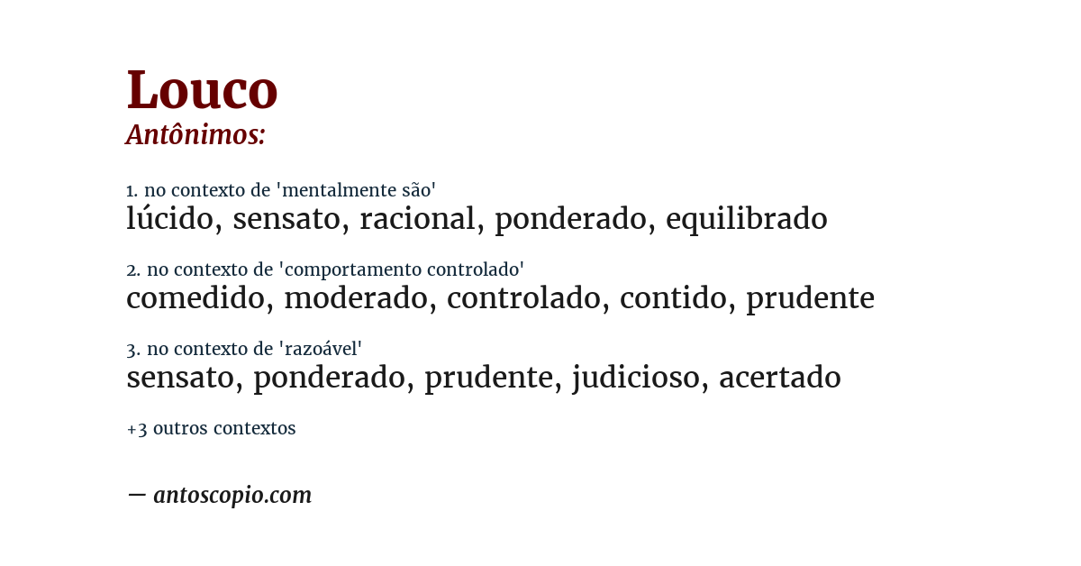 Antônimo de louco